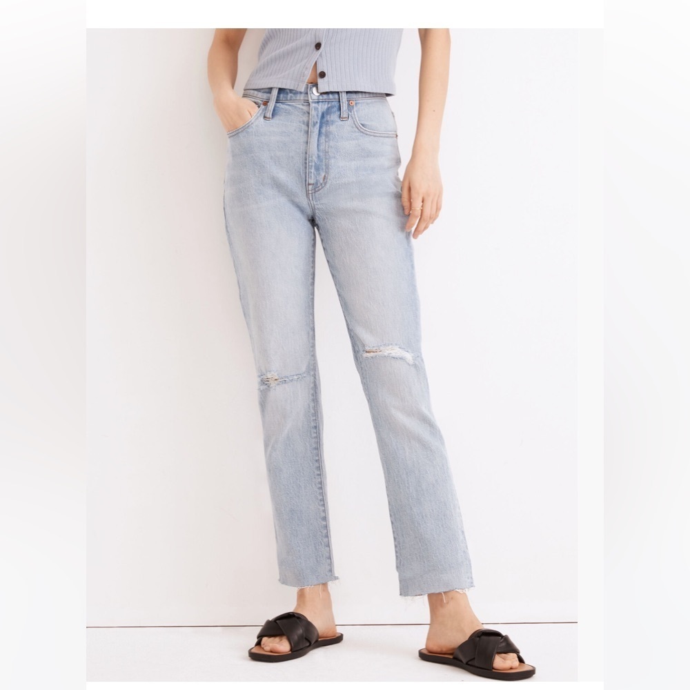 Madewell The High-Rise Slim Boyjean in Prentice Wash: Ripped Edition Women's 27